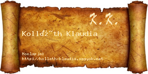 Kolláth Klaudia névjegykártya